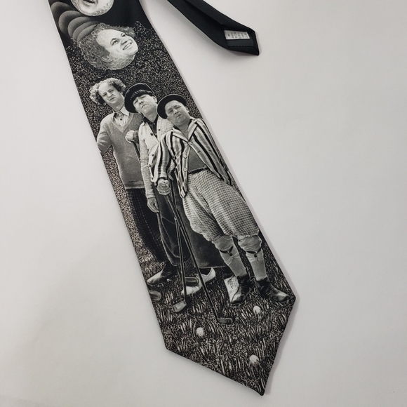 Ralph Marlin Golfing Stooges tie Three Stooges novelty tie - Picture 3 of 4